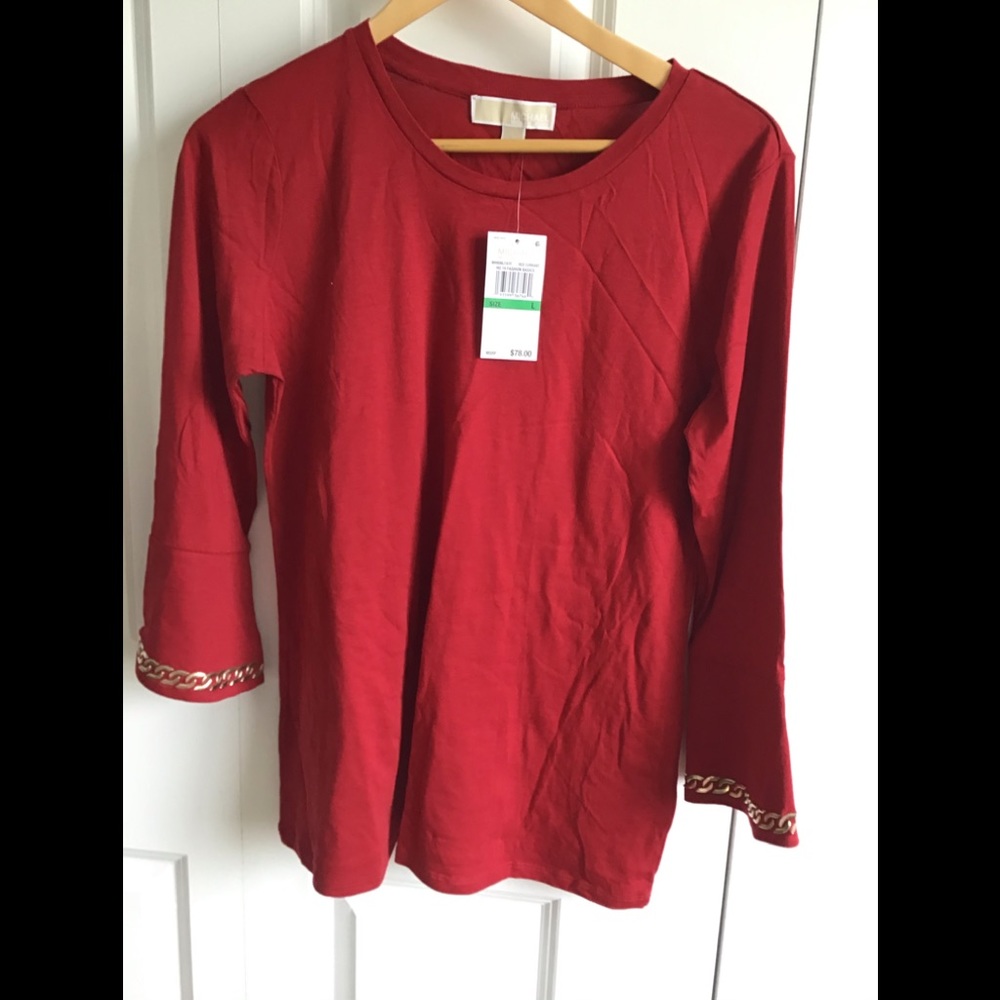 Michael kors red bell sleeves top L